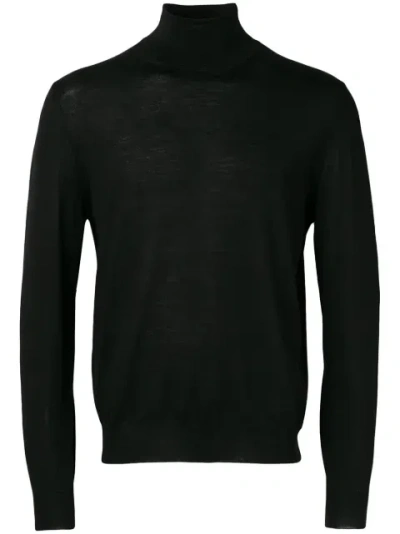 Canali Roll-neck Fitted Sweater In Black