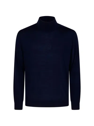 Canali Roll-neck Long-sleeve Sweater In Blue