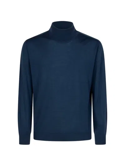 Canali Roll-neck Long-sleeve Sweater In Blue