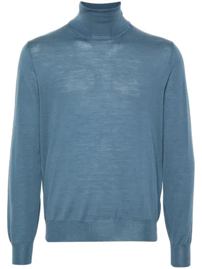 Canali Roll-neck Merino Jumper In Blue