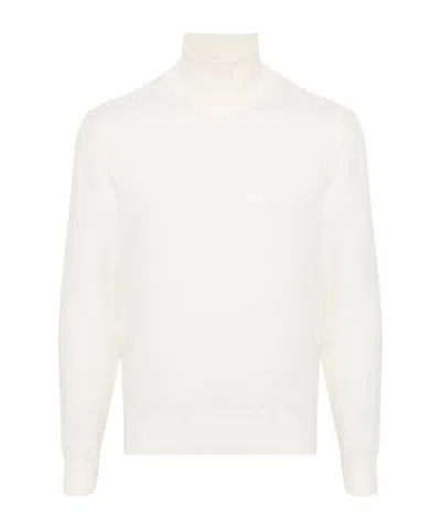 Canali Roll-neck Merino Jumper In White