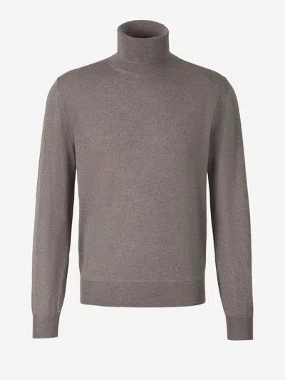 Canali Roll Neck Sweater In Gray