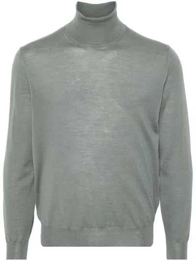 Canali Roll-neck Merino Wool Jumper In Green