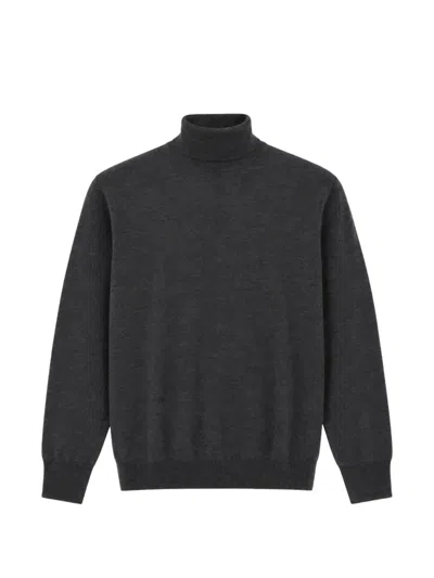 Canali Roll-neck Knitted Sweater In Gray