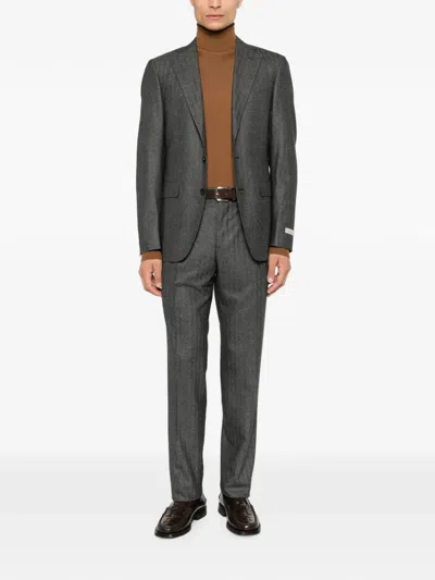 Canali Roll-neck Wool Sweater In Gray