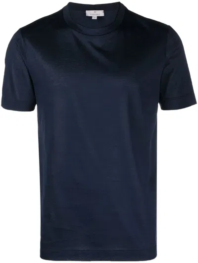 Canali Round-neck Short-sleeved T-shirt In Blau