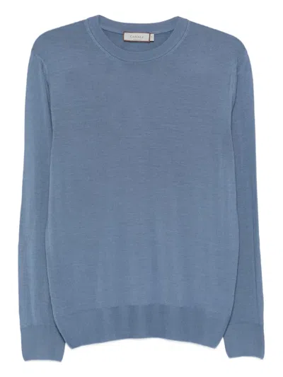 Canali Round-neck Wool T-shirt In Blue