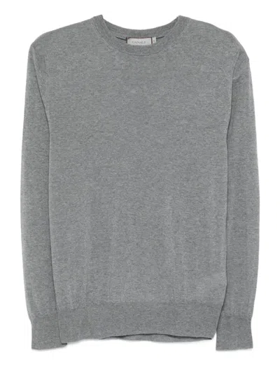 Canali Round-neck Wool T-shirt In Gray