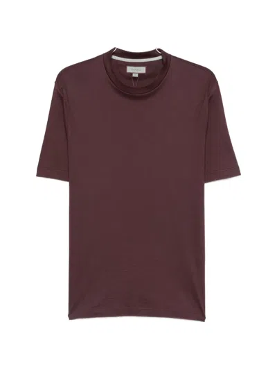 Canali Round-neck Short-sleeve T-shirt In Burgundy