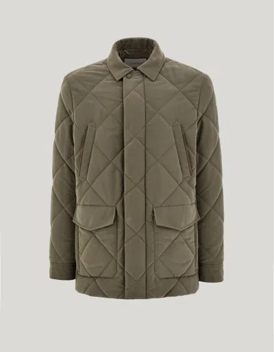 Canali Sage Green Utility Jacket In Technical Fabric
