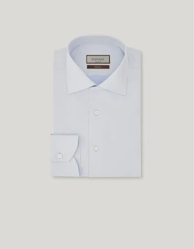 Canali Sea Island Light Blue Cotton Twill Regular-fit Shirt