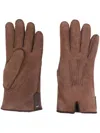 Canali Seam-detail Suede Gloves In Brown