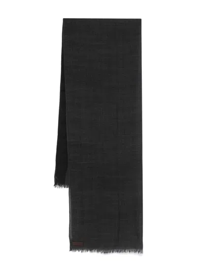 Canali Semi-sheer Scarf In Grey