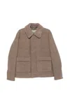 Canali Shearling-collar Patch-pocket Jacket In Brown