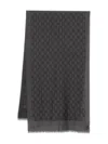 Canali Shield-pattern Fringed Scarf In Gray
