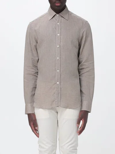 Canali Shirt  Men Color Brown In Neutral