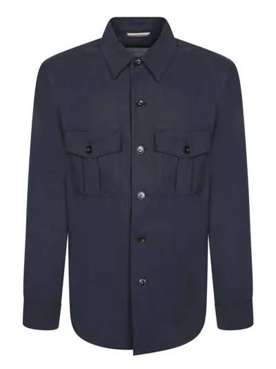 Canali Blue Lyocell Pocket Overshirt