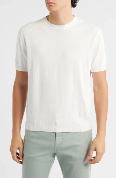Canali Short Sleeve Cotton Crewneck Sweater In White