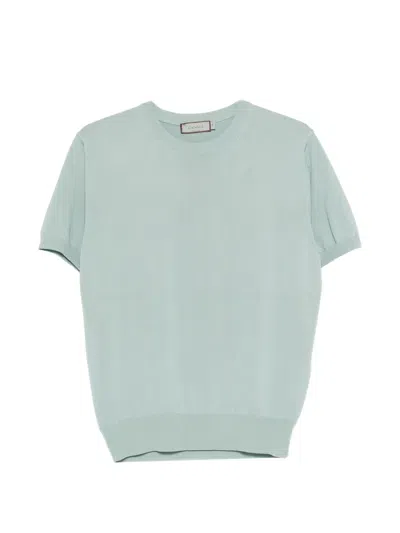 Canali Short-sleeve Knitted T-shirt In Blue