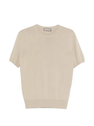 Canali Short-sleeve Knitted T-shirt In Neutral
