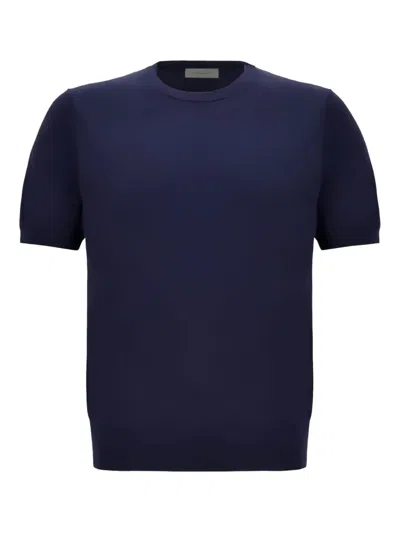 Canali Kurzärmeliges T-shirt In Blue