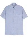 Canali Short-sleeve Linen Shirt In Blue