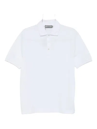 Canali Short-sleeved Polo Shirt In White