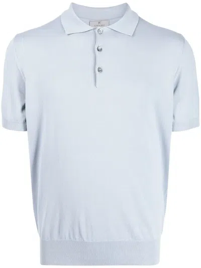 Canali Short-sleeved Polo Shirt In Blue