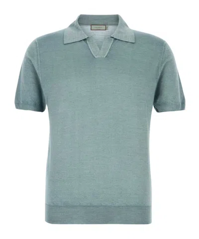 Canali Short-sleeved Polo Shirt In Gray