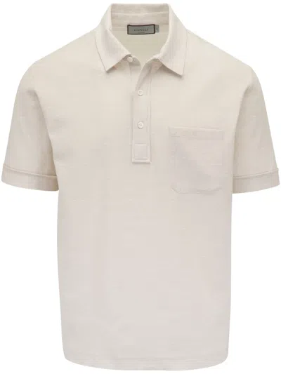 Canali Short-sleeved Polo Shirt In Nude