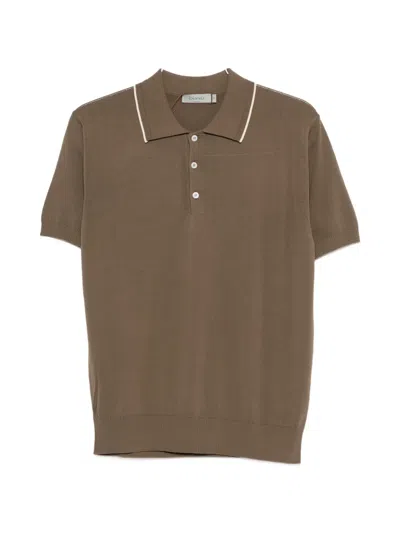 Canali Short-sleeve Polo Shirt In Brown