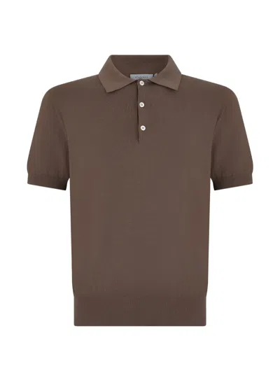 Canali Short-sleeve Polo Shirt In Brown