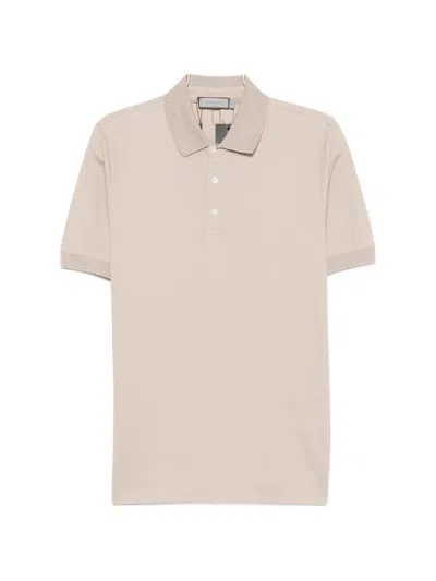 Canali Short-sleeve Polo Shirt In Gray