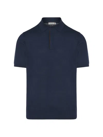 Canali Short-sleeve Polo Shirt In Orange