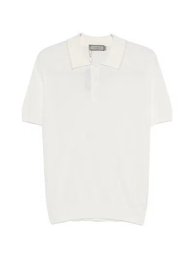 Canali Short-sleeve Polo Shirt In White