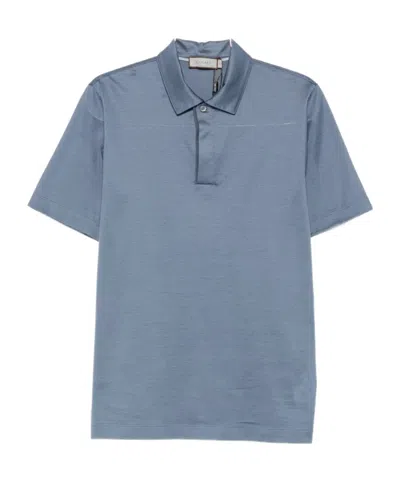 Canali Short-sleeved Polo Shirt In Blue
