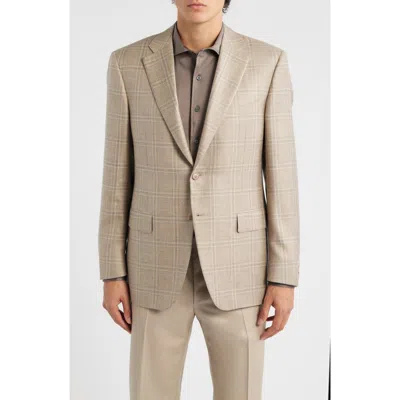 Canali Siena Regular Fit Beige Shadow Check Wool Blend Sport Coat In Brown