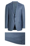Canali Siena Regular Fit Blue Mélange Super 130s Wool Suit In Blue