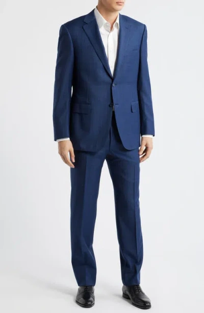 Canali Siena Regular Fit Blue Mélange Wool Suit