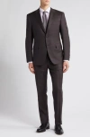 CANALI CANALI SIENA REGULAR FIT BROWN PLAID WOOL SUIT