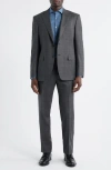 Canali Siena Regular Fit Charcoal Grey Glen Plaid Super 130s Wool Suit In Gray