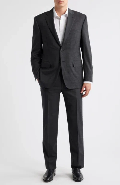 Canali Siena Regular Fit Check Stretch Wool Suit In Gray