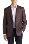 Canali Siena Wool, Silk & Linen Windowpane Classic Fit Sport Coat In Dark Red