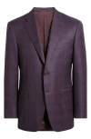 Canali Siena Regular Fit Dark Purple Plaid Super 130s Wool Sport Coat In Purple