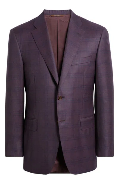 Canali Siena Regular Fit Dark Purple Plaid Super 130s Wool Sport Coat