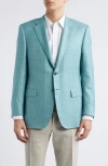 Canali Siena Regular Fit Green Windowpane Check Cashmere & Linen Blend Sport Coat In Bright Green