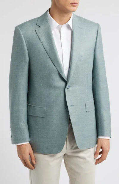 Canali Siena Regular Fit Light Green Wool & Silk Blend Sport Coat