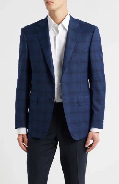 Canali Siena Regular Fit Navy Ombré Check Super 130s Wool Sport Coat In Blue