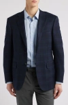 Canali Siena Regular Fit Navy Windowpane Check Super 130s Wool Sport Coat In Navy