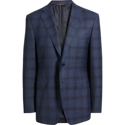 Canali Siena Regular Fit Ombré Check Super 130s Wool Sport Coat In Blue